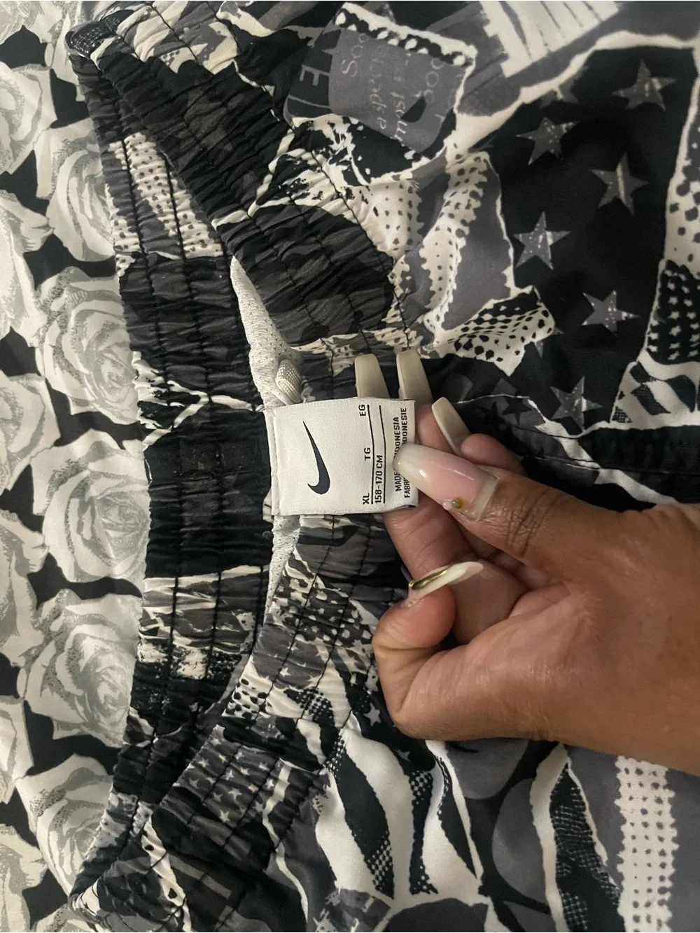 Nike Black and White Graphic Kids Swim Trunks
